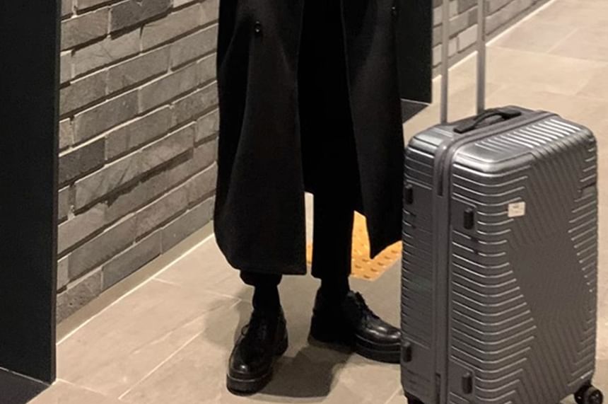DragonRoad - Peak Lapel Plain Midi Double Breasted Coat