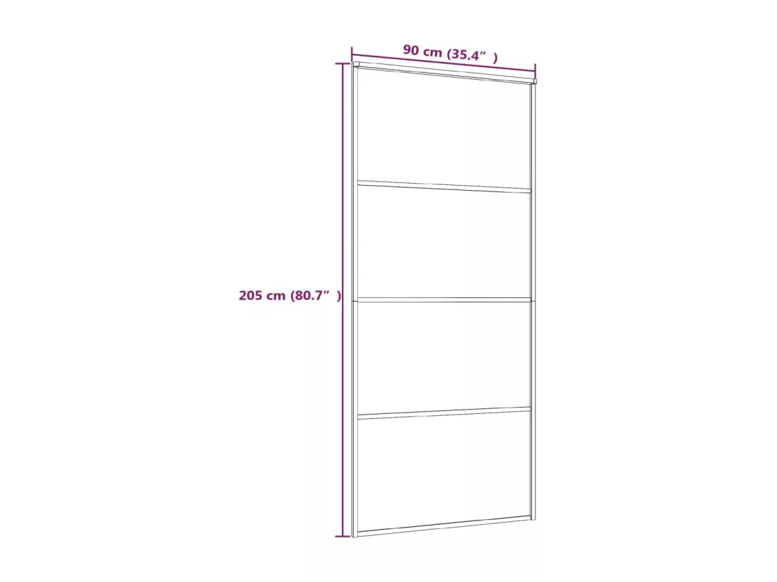 Porte coulissante Verre ESG dépoli et aluminium 90x205 cm Blanc