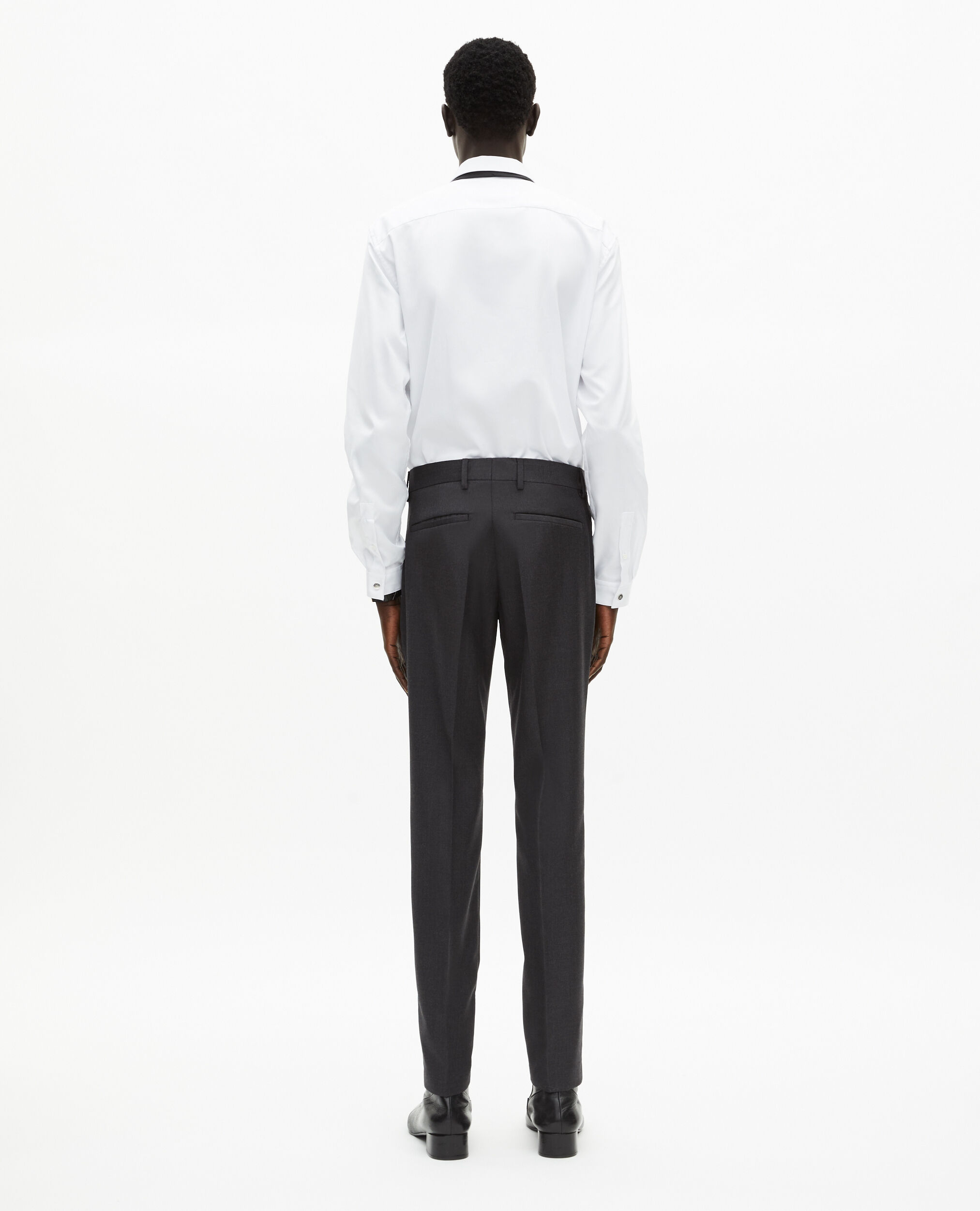 Pantalon de costume ajusté en laine gris