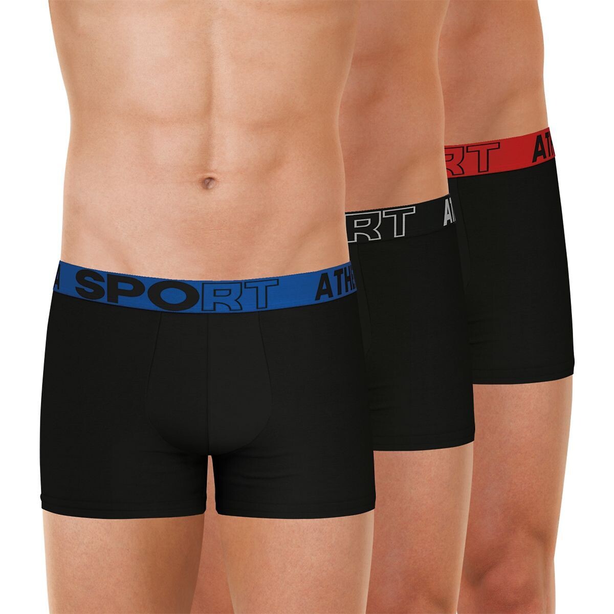 ATHENA<br>Conjunto de 3 cuecas boxer lisas de microfibra