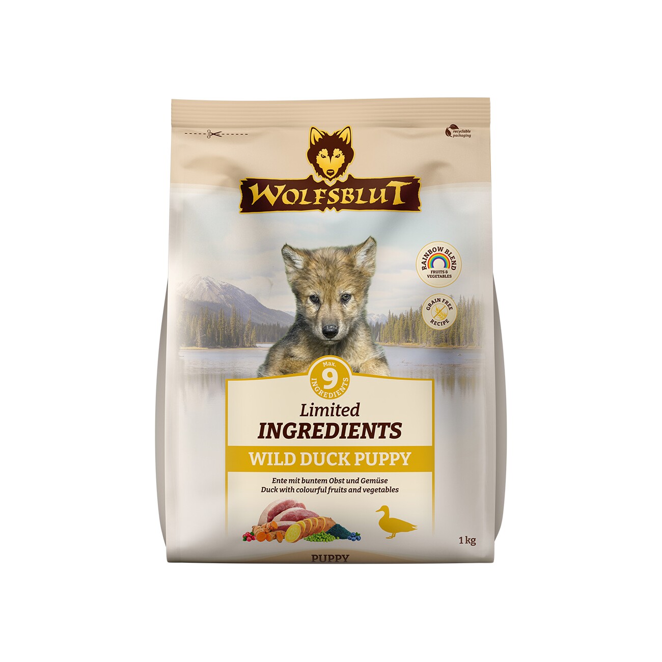 WOLFSBLUT Limited Ingredients Trockenfutter Hund, Puppy, Wild Duck 1 kg