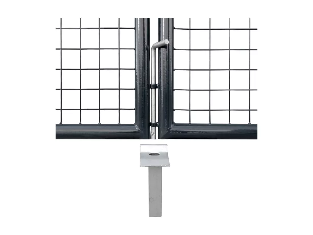 Portail en maille de jardin Acier galvanisé 289x200 cm Gris