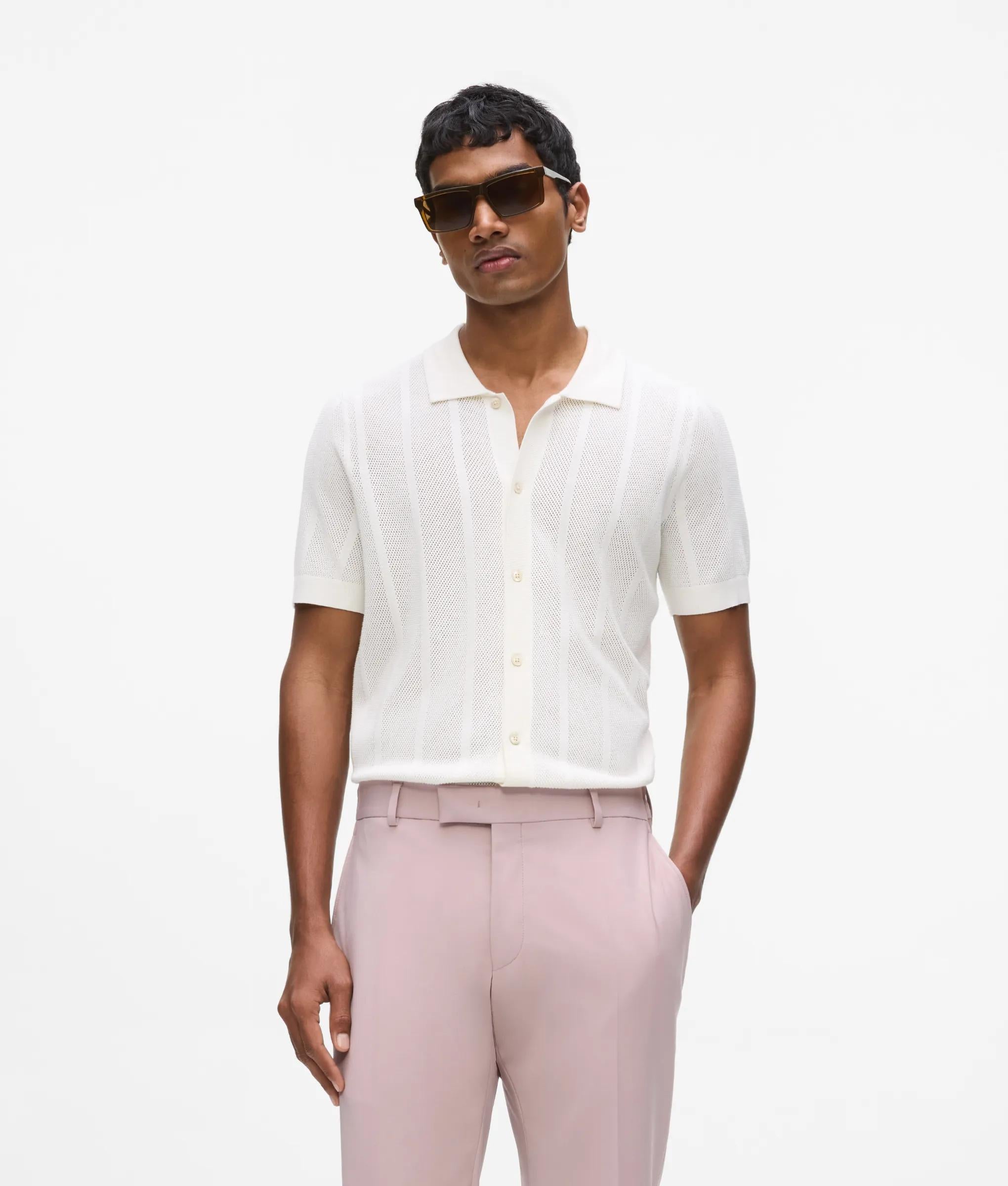 Shirt met korte mouwen van gebreide stof
