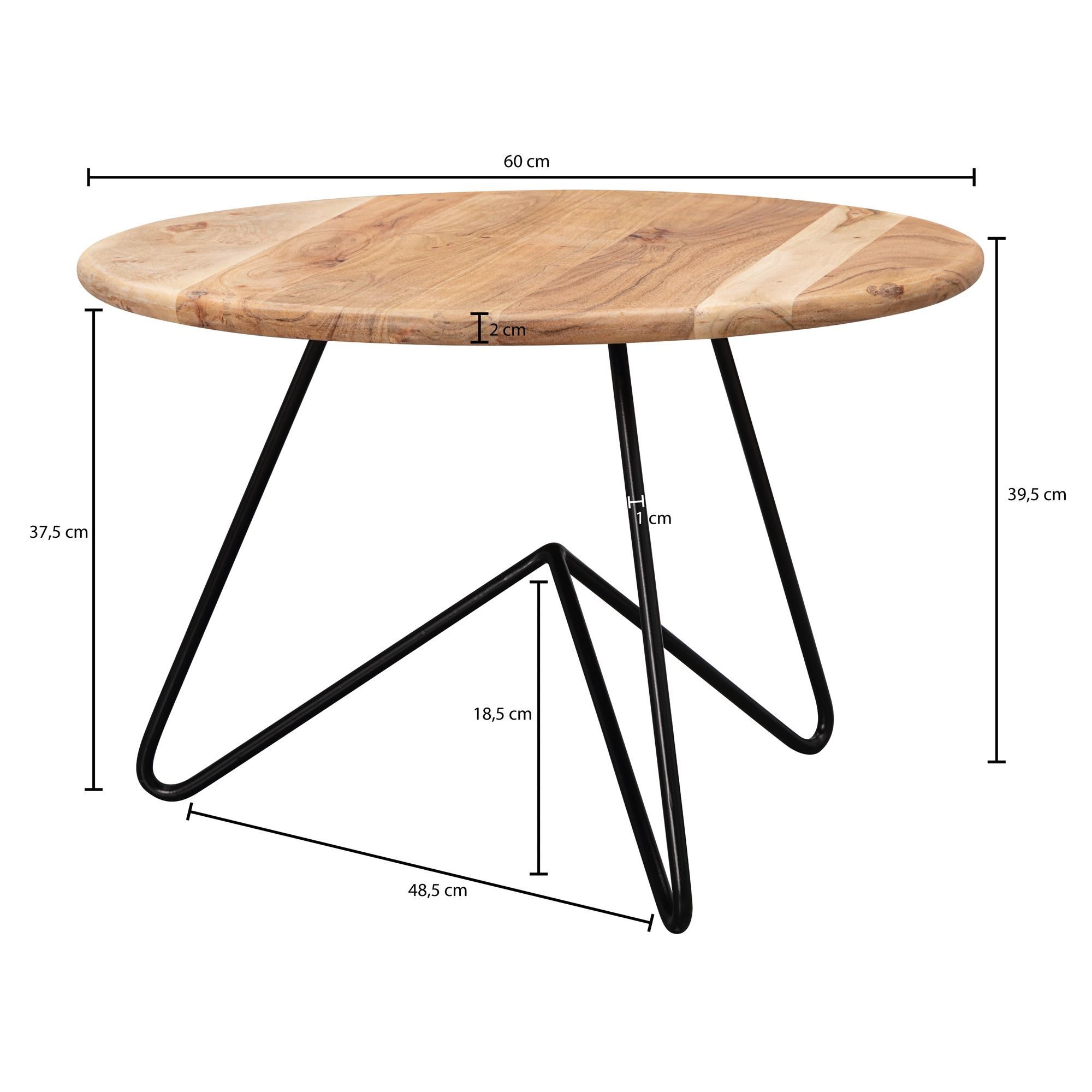 FineBuy Couchtisch Massivholz 60x39,5x60cm Wohnzimmertisch Sofatisch Rund Tisch