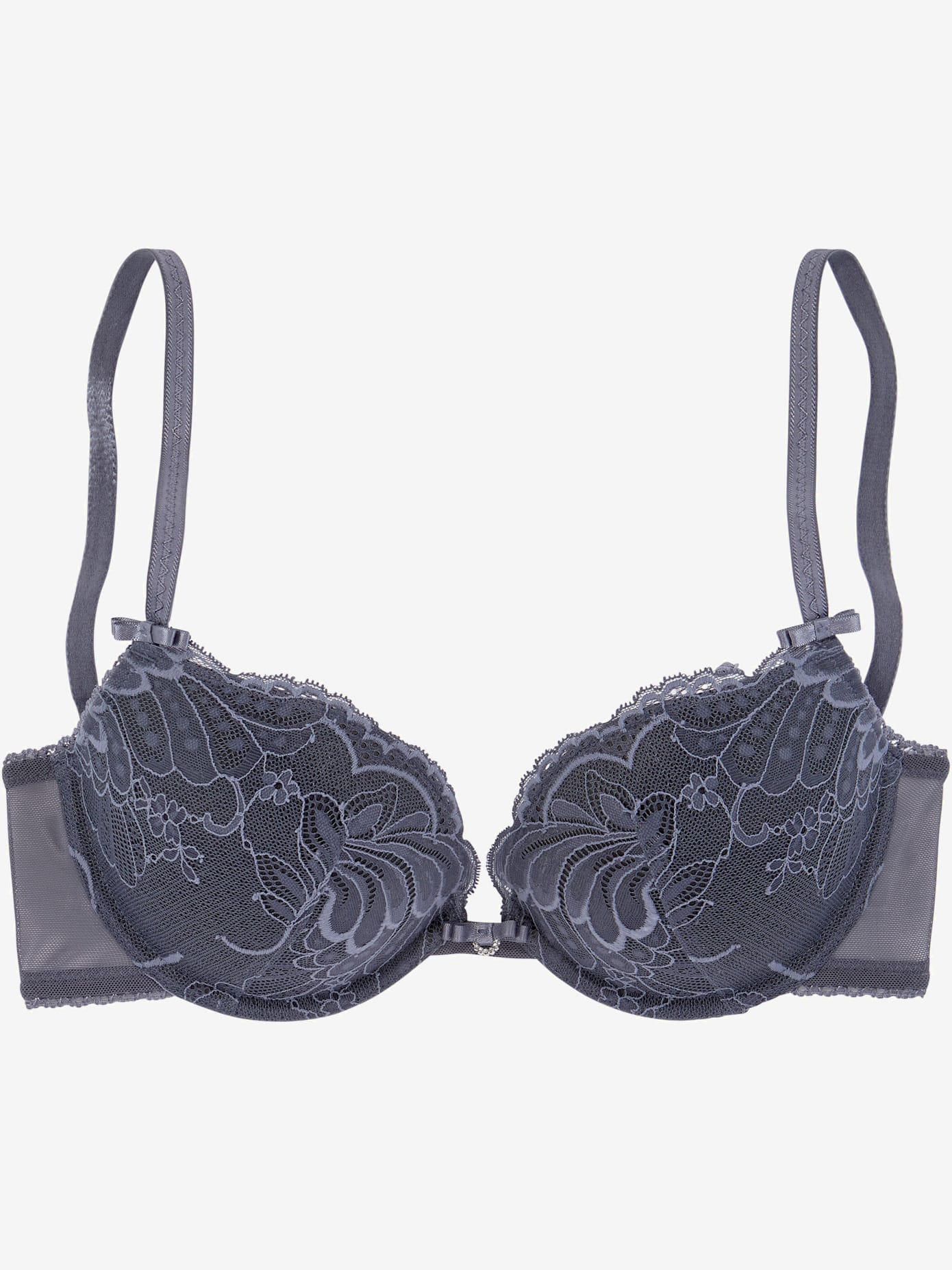 Soutien-gorge push-up féminin avec petits nœuds décoratifs au centre et sur les bretelles