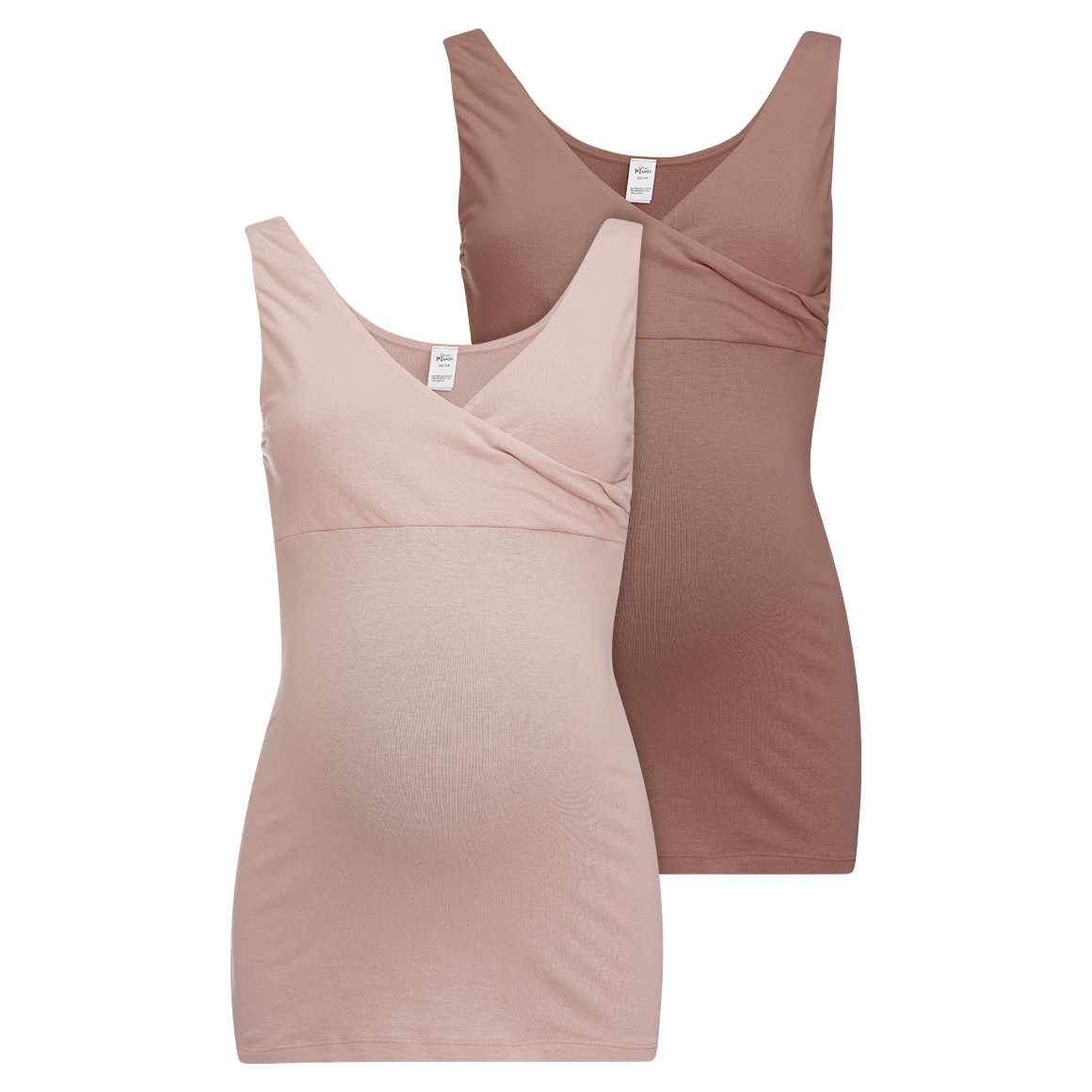 Gina Mama 2 Damen Still-Unterhemden aus Bio-Baumwolle rosa / braun