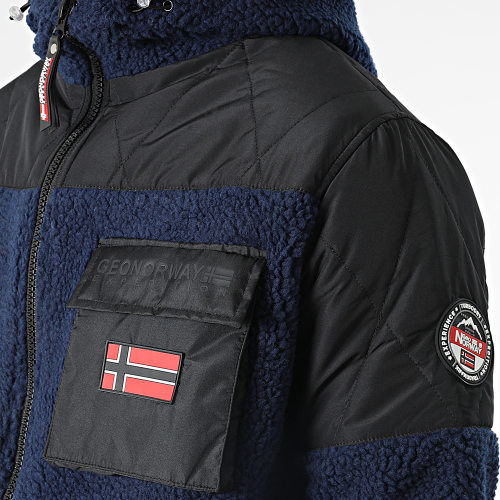 Veste Polaire Zippée Capuche Ursam Bleu Marine Noir