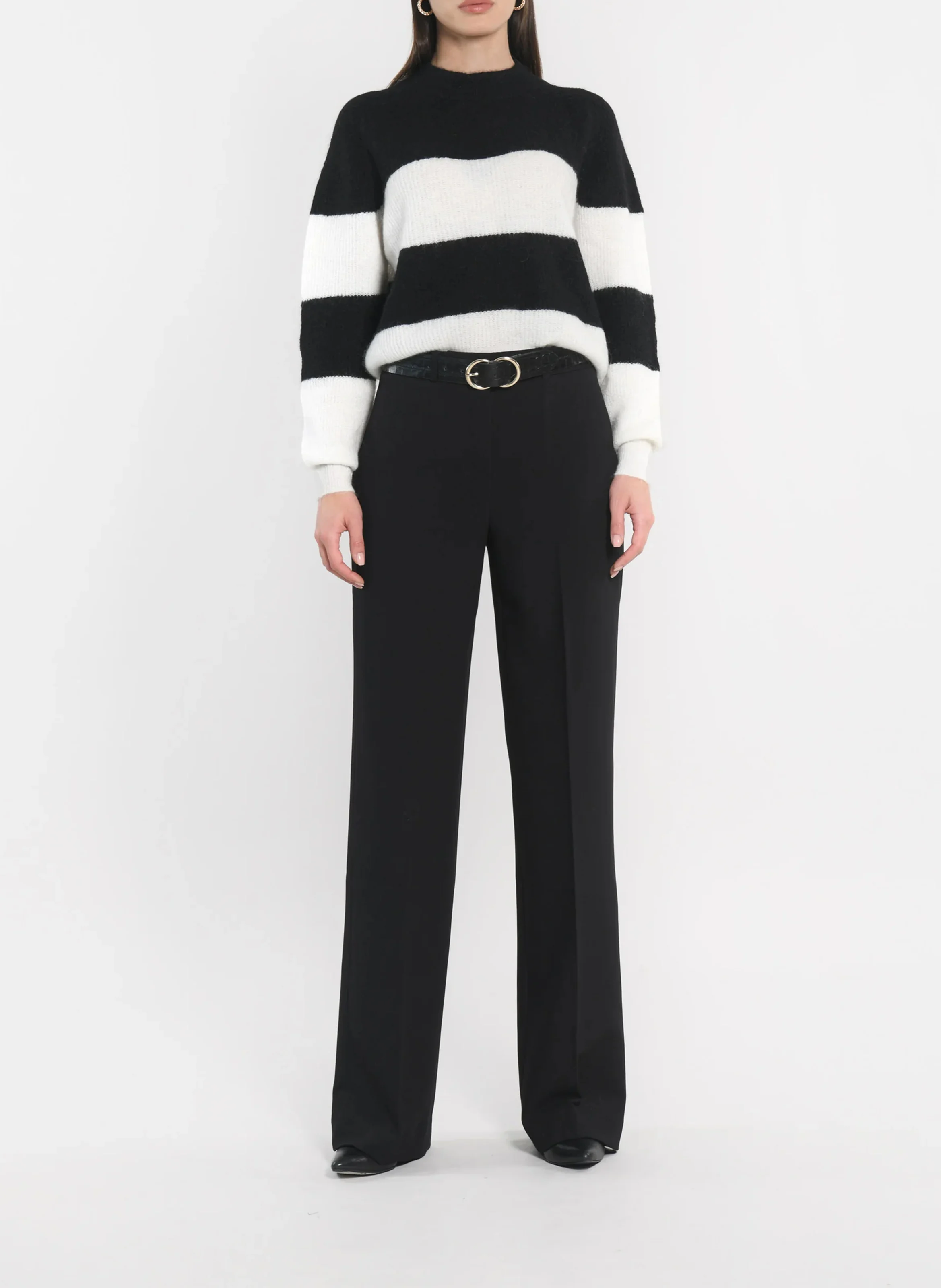 COLETTE - Pull col rond à rayures | Noir