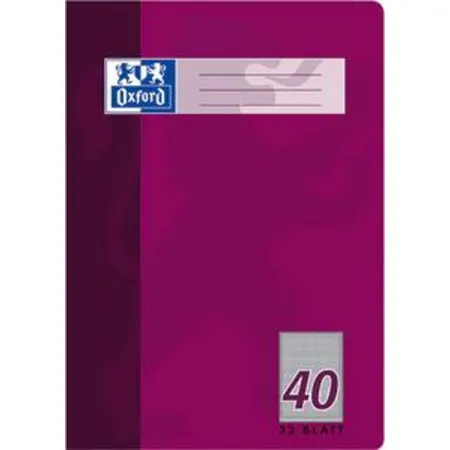 Oxford Schulheft A4, kariert, Lineatur 40, 32 Blatt, pflaume, Optik Paper®