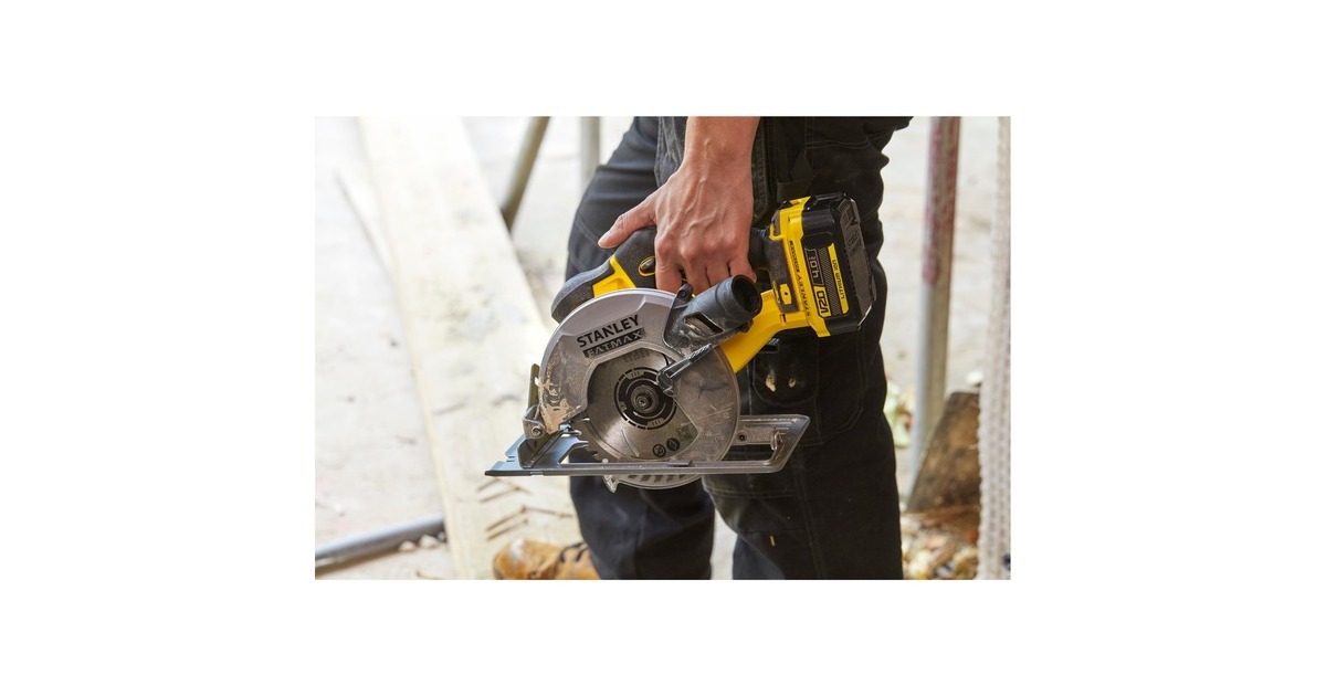 StanleyFATMAX V20 18V handcirkelzaag  (Geel/zwart, Koffer, 2 accu's (2.0Ah) en oplader (4A) inbegrepen)