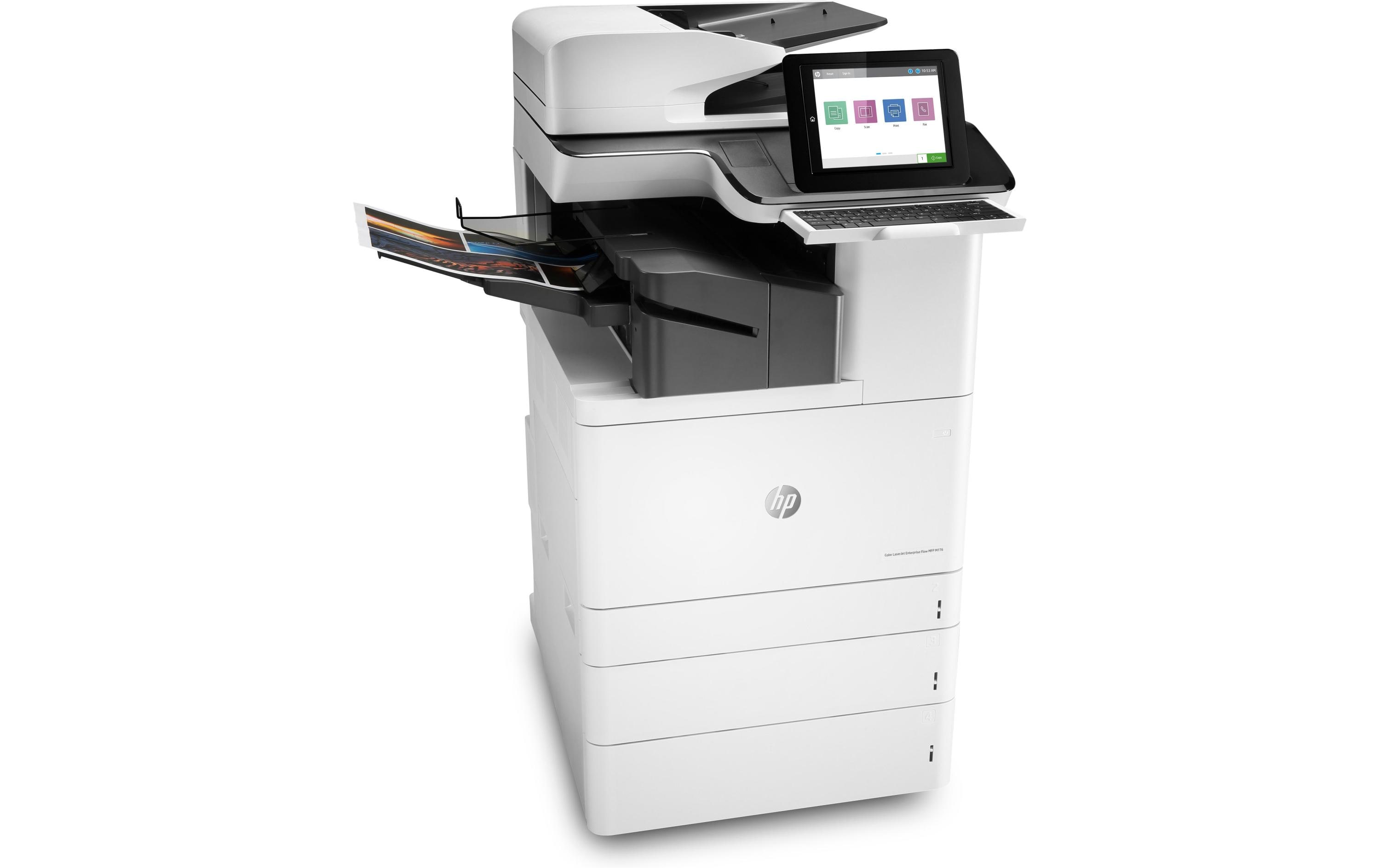 Multifunktionsdrucker Color LaserJet Enterprise Flow M776zs<br>4-in-1 Multifunktionsdrucker mit hoher Druckgeschwindigkeit und vielen Papierfächern sowie umfassende Sicherheitsfeatures für Unternehmen