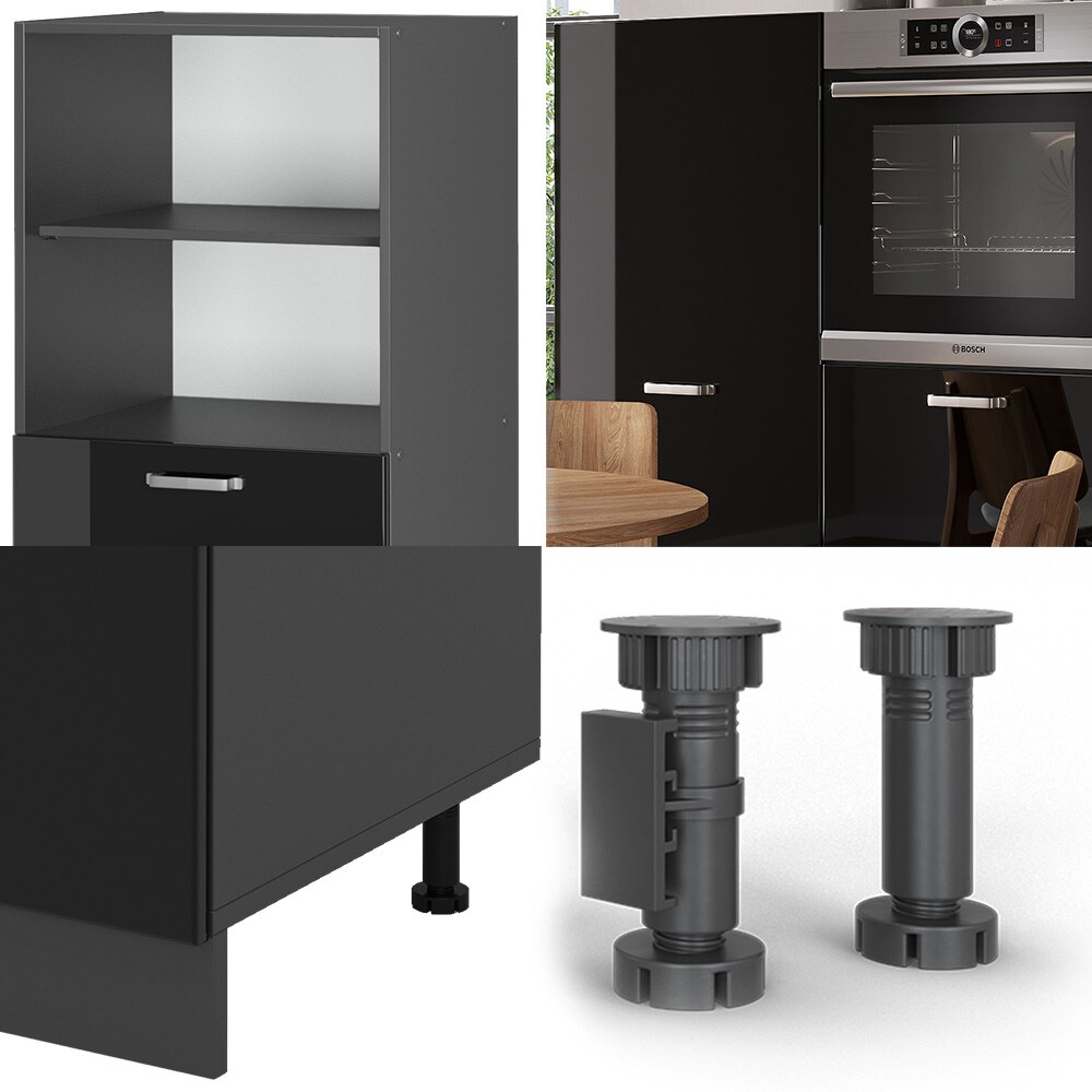 Vicco Küchenzeile R-Line Solid Anthrazit Schwarz 180 cm modern Küchenschränke Küchenmöbel