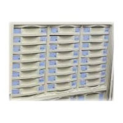 Module 8 tiroirs pour armoire à rideaux - hauteur 50 mm - gris
