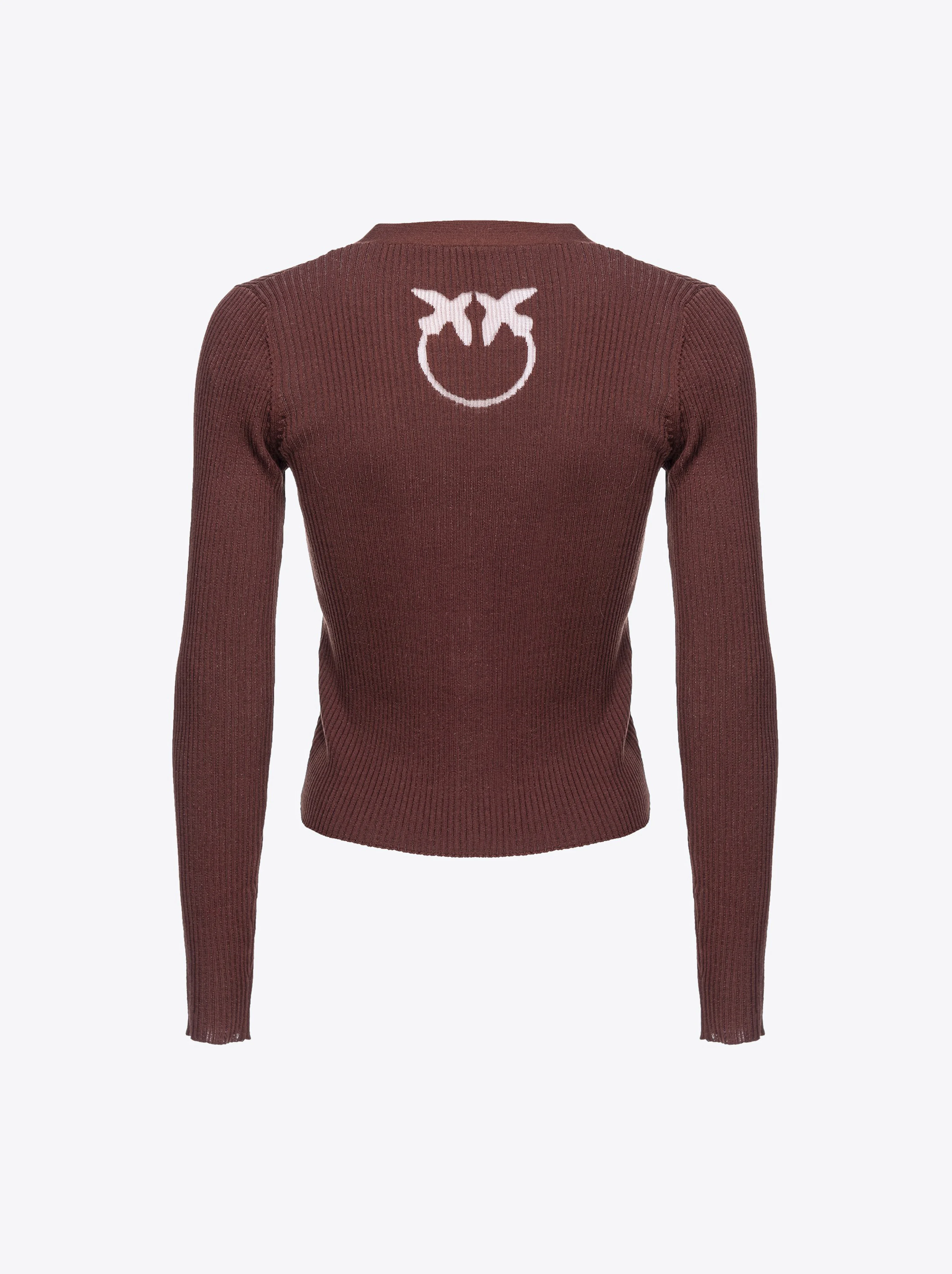 Cardigan côtelé avec logo love birds transparent | Marron