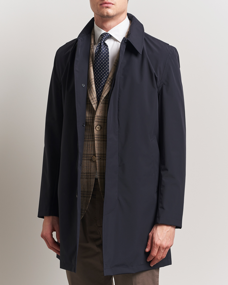 Oscar Jacobson Nylon Car Coat Navy
