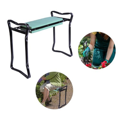 Banqueta reclinável portátil Outsunny para jardim, nas cores verde-escuro e preto.