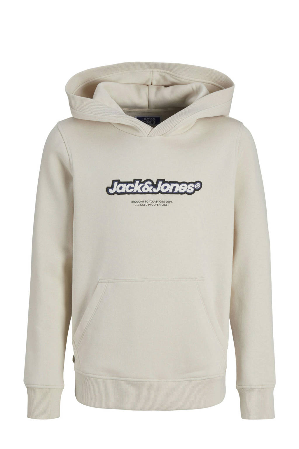 JACK & JONES hoodie JORVESTERBRO NEWTON met logo ecru