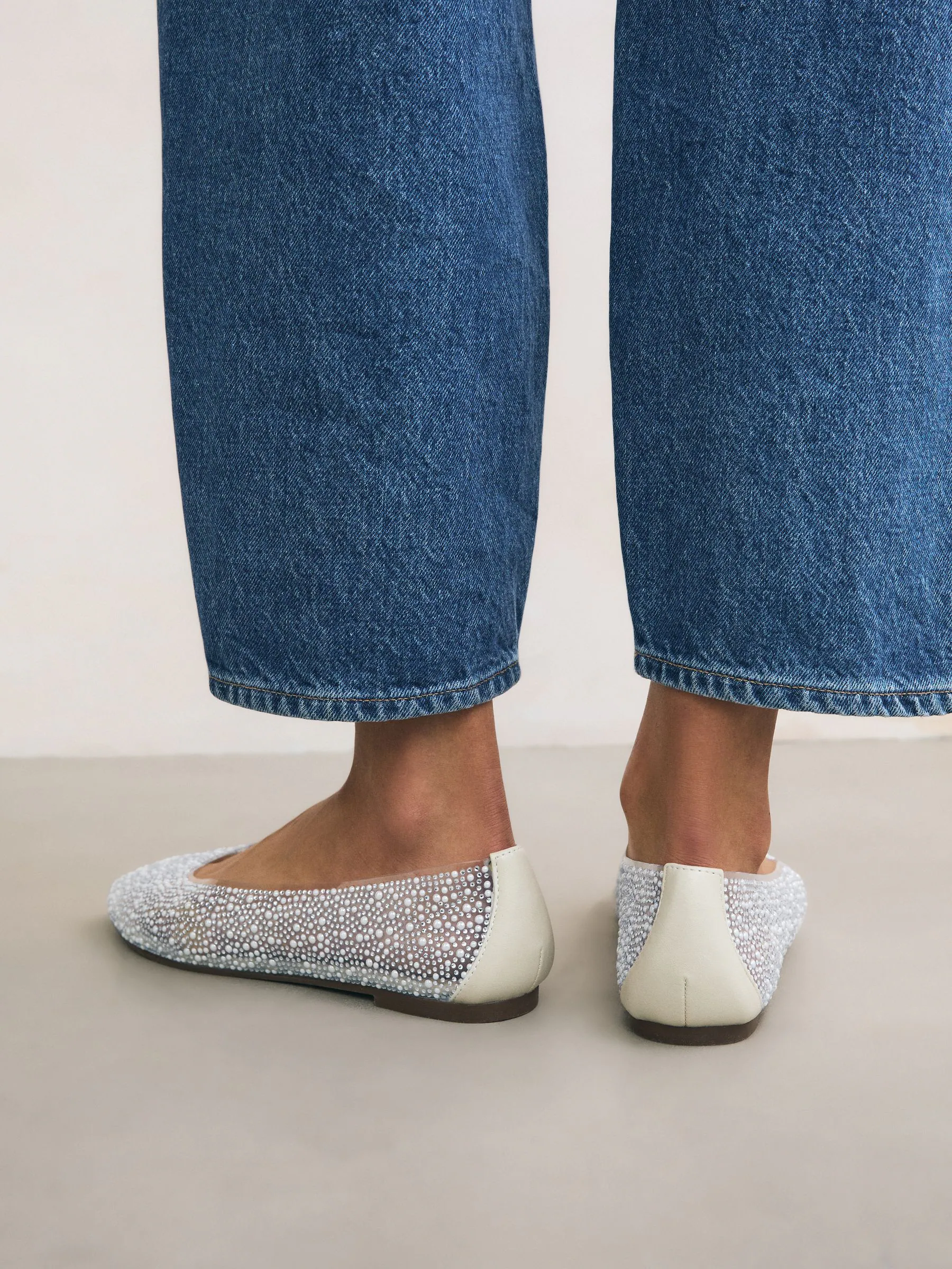 Metallic - Round Toe Jewel Vinyl Ballerinas