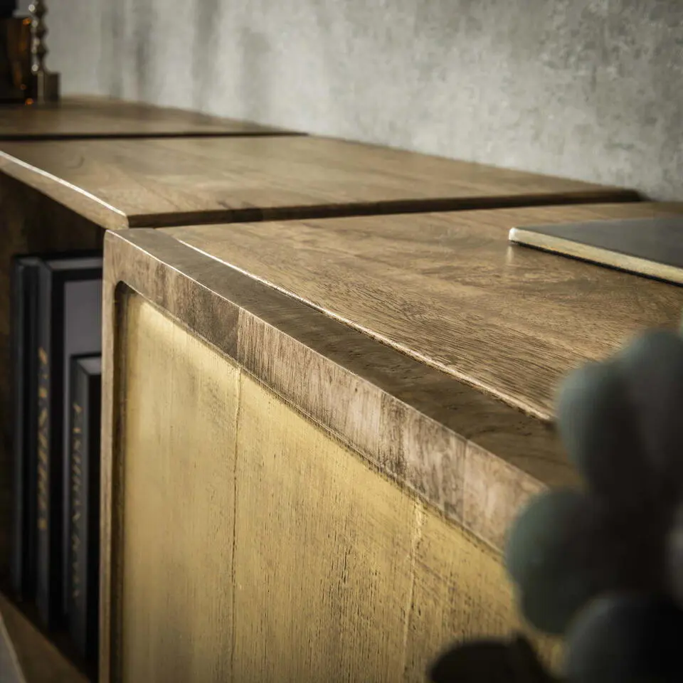 Dressoir Naturel Hout - 169x36x41cm - Brass