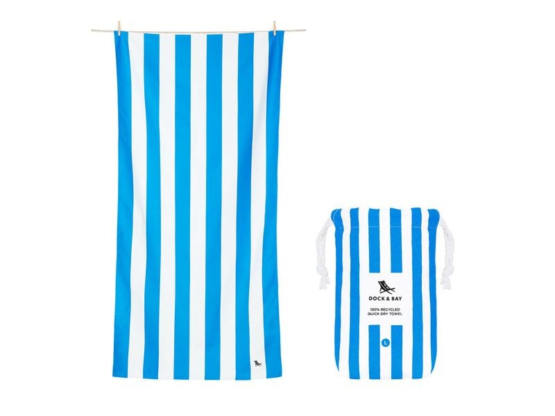 Dock & Bay Strandtuch Cabana L, Blau/Weiss Saugfähiges Badehandtuch