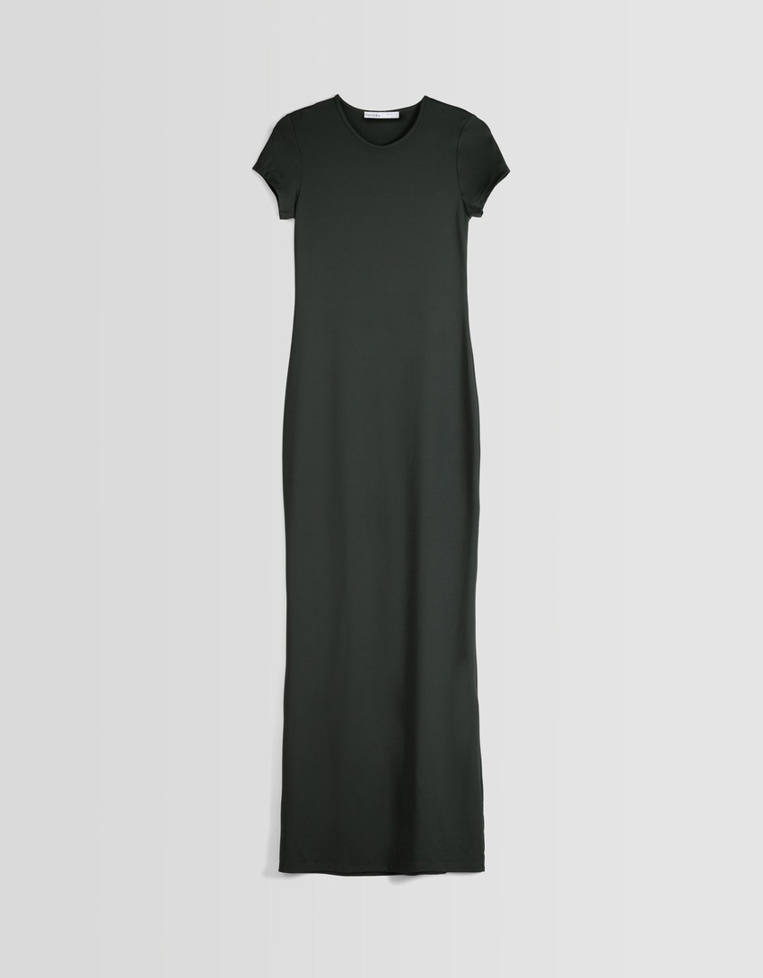 vestido longo de manga curta