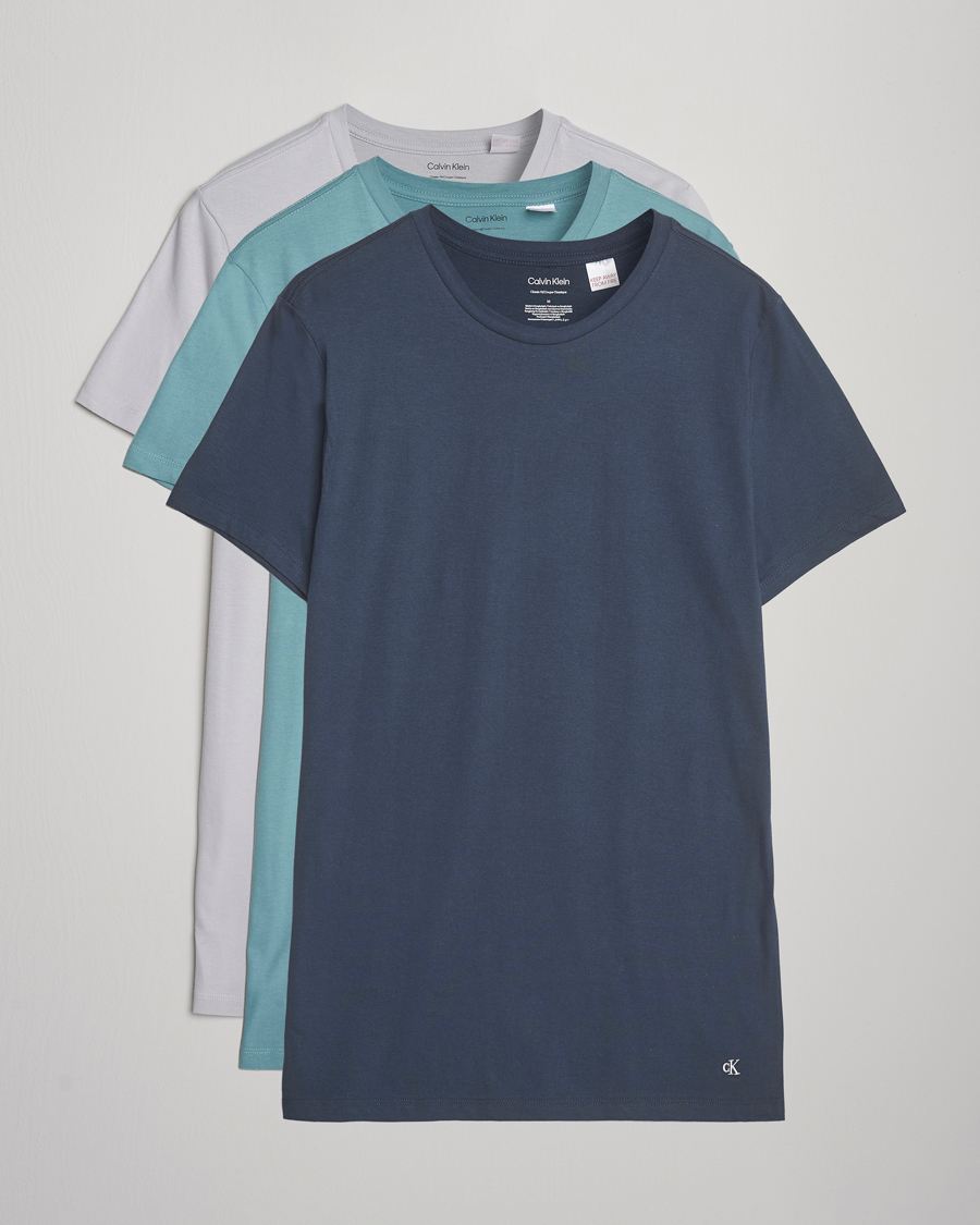 Calvin Klein 3-Pack Cotton Crew Neck T-Shirt Blue/Grey/Green
