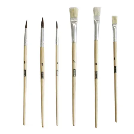 Idena Schulmalpinsel-Set 6-teilig, unlackiert