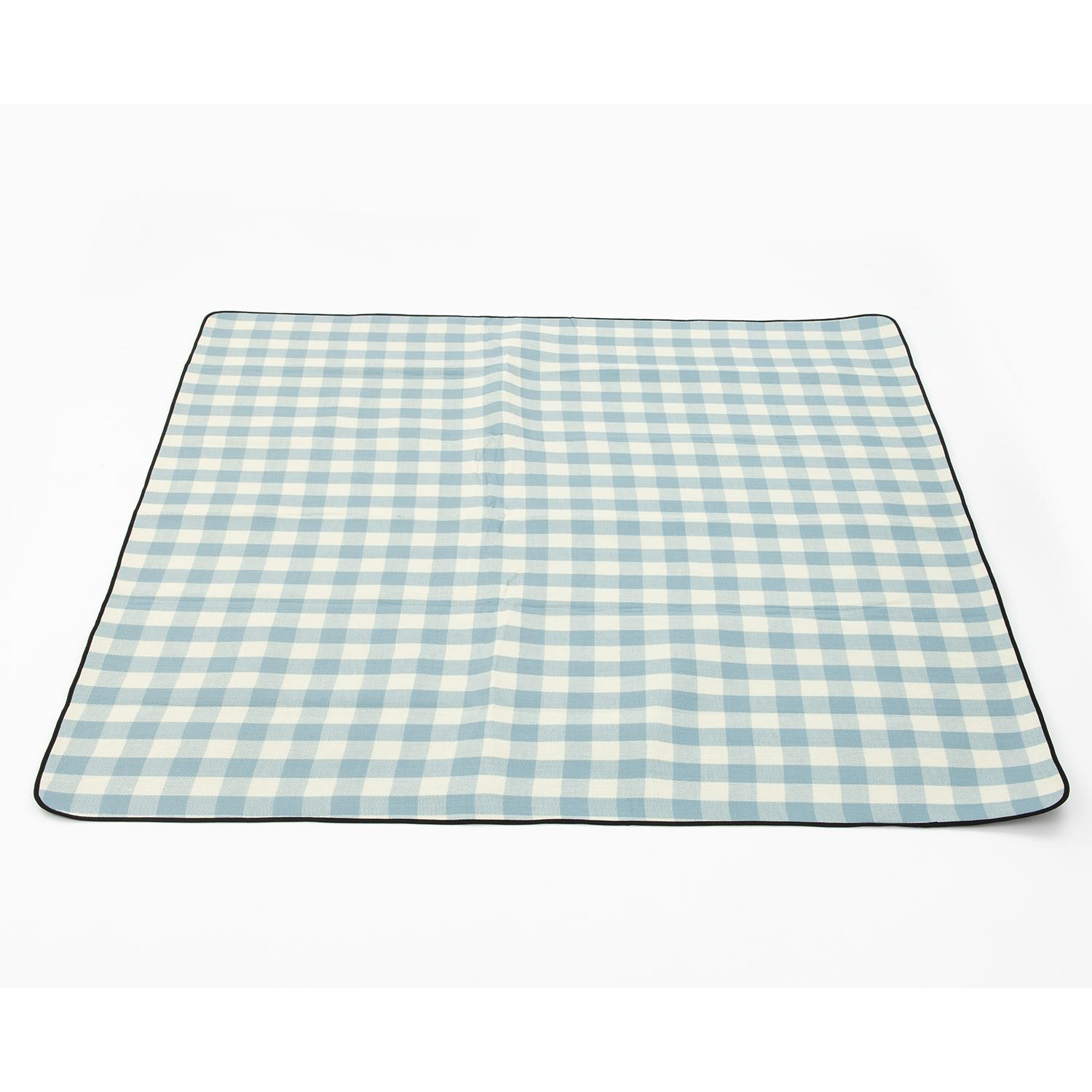 (200x300cm) 6mm Dicke Picknick Decke Outdoor Matte Kariert - Blau / Weiss