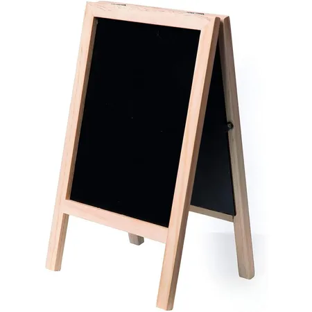 Securit Mini Tisch Kundenstopper, 2 in 1 Foto- und Kreidetafel aus Naturholz