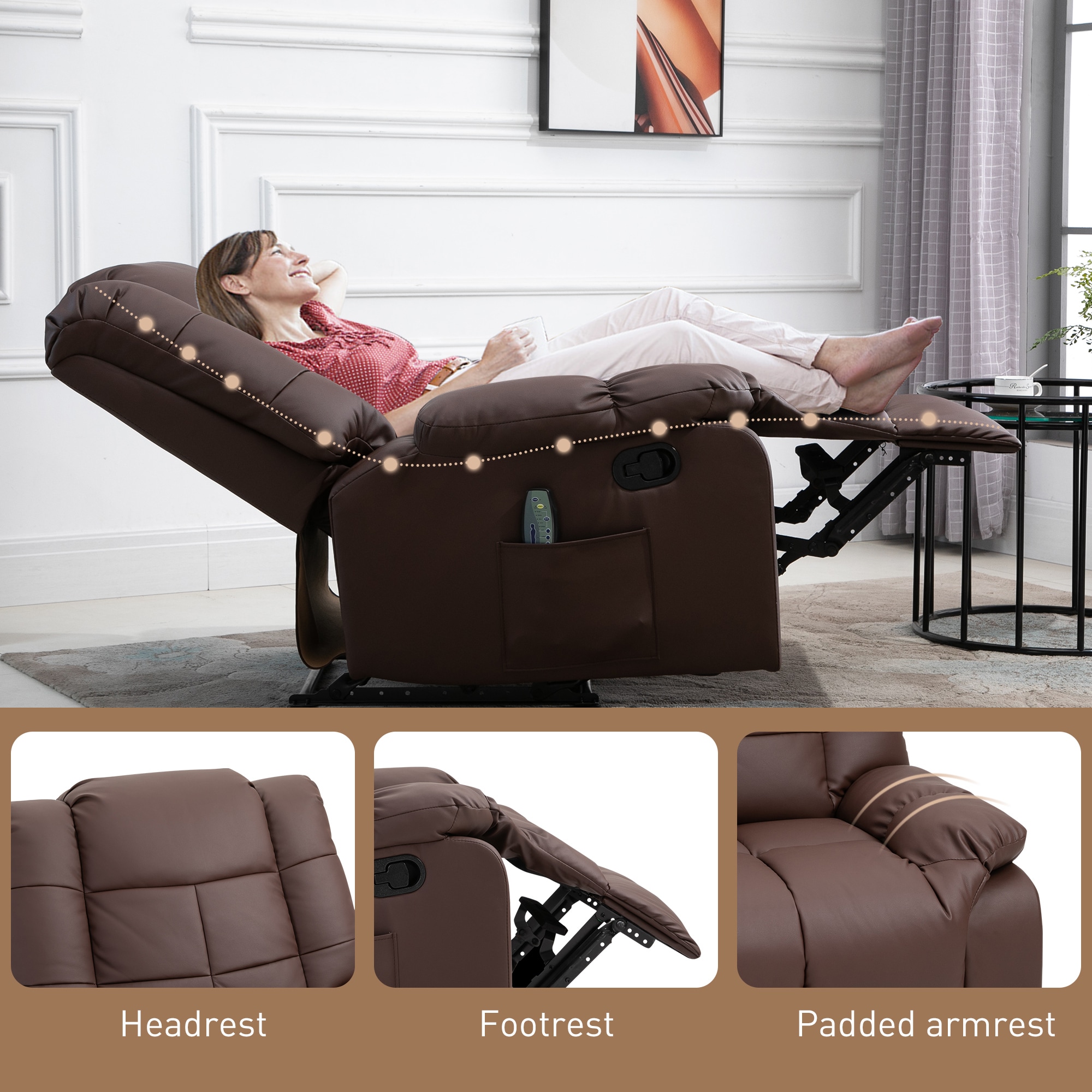 HOMCOM Massagesessel mit Liegefunktion und Fernbedienung 94B x 99T x 99H cm