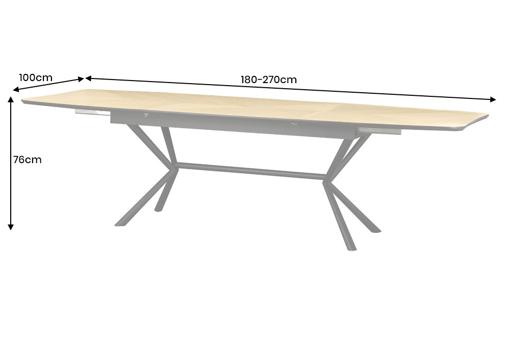 Ausziehbarer Esstisch GRANDEZZA 180-270cm natur Eiche schwarz Metall