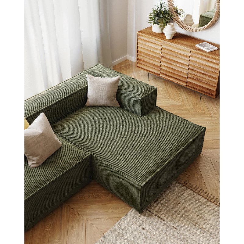 Canapé Blok 2 places méridienne droite vert 240 cm