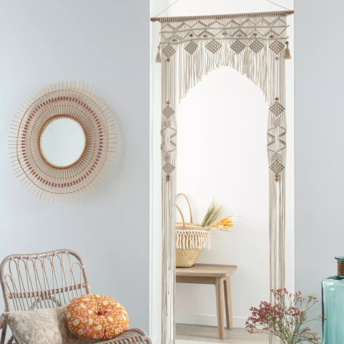 Rideau de fil macramé (90 x 200 cm) Arche Beige