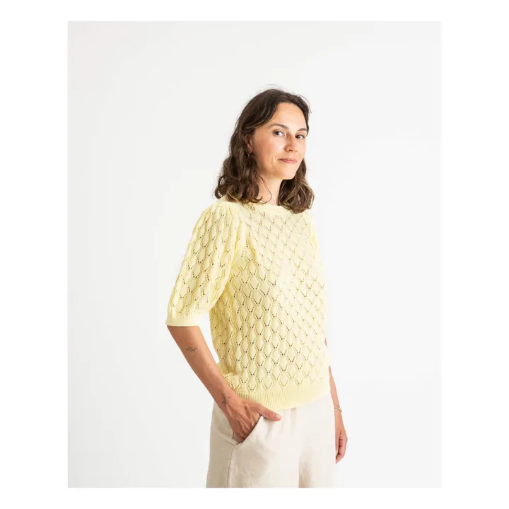 Matona Pull Ajouré Coton Bio | Jaune pâle