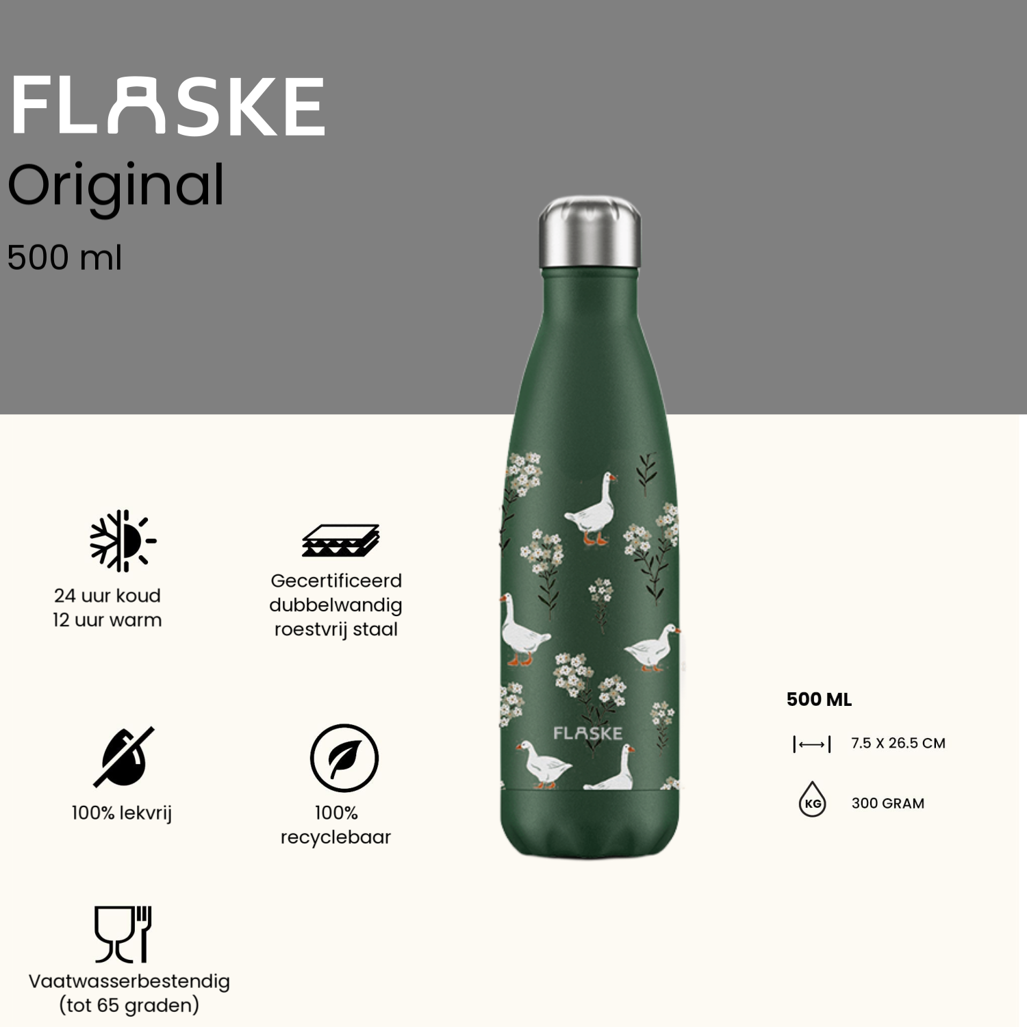 Flaske 500 ml  rvs drinkfles - goose haven