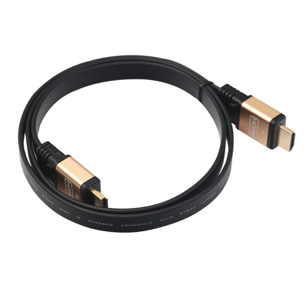 (3m) 4K Ultra HD HDMI 2.0 Flachband Kabel mit vergoldetem Stecker - Schwarz