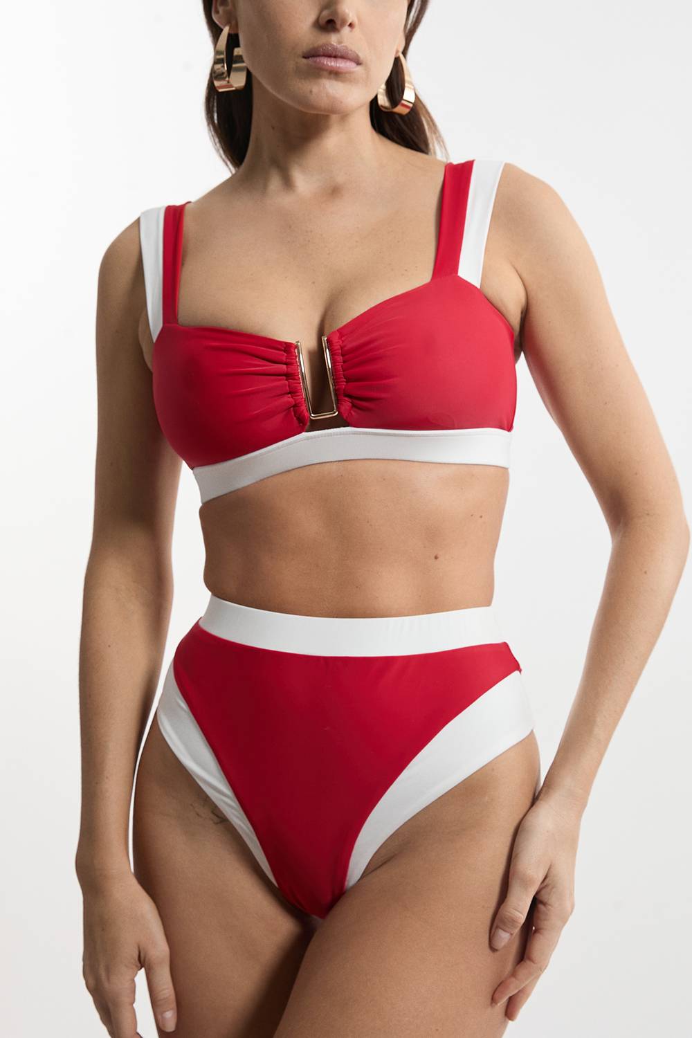 KarenMillen Top de bikini à empiècements blocs de couleurs et ourlé