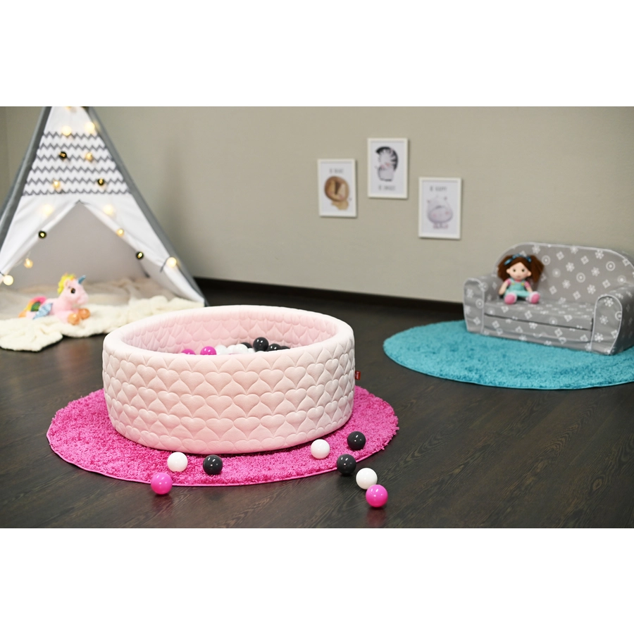 knorr toys® Bällebad soft - Cosy heart rose - 300 Bälle cremegreyrose rosa