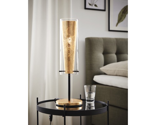 Tafellamp, 1-lichts, H 50 cm, Pinto zwart/goud