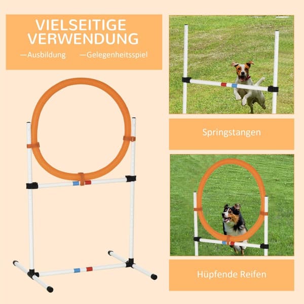 Hundetreningssett Hoppering For Smidighetstrening, Bærbar, Pe, Hvit + Oransje, 74,5X66X91Cm