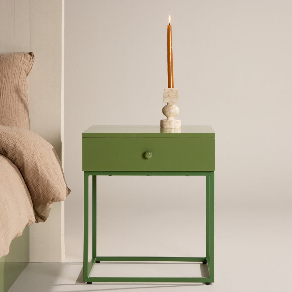 FjÃ´rd - Nachtkastje Groen Staal - 43x41x50cm - Bakal