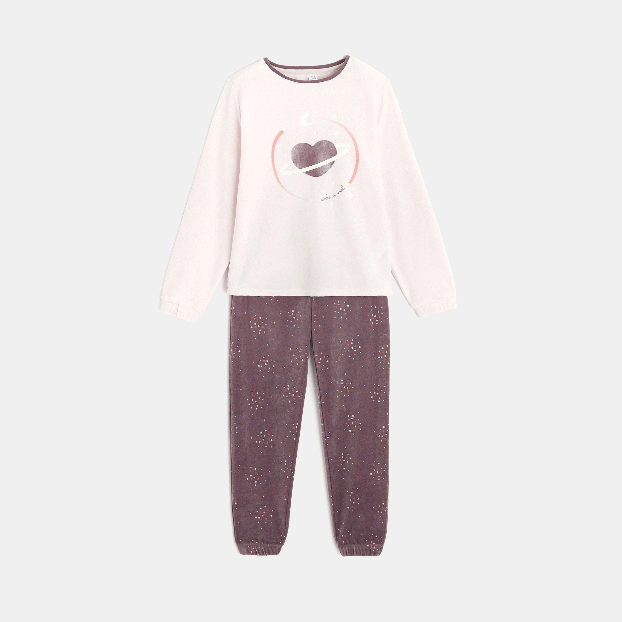 Pyjama 2 pièces à motif phosphorescent rose fille