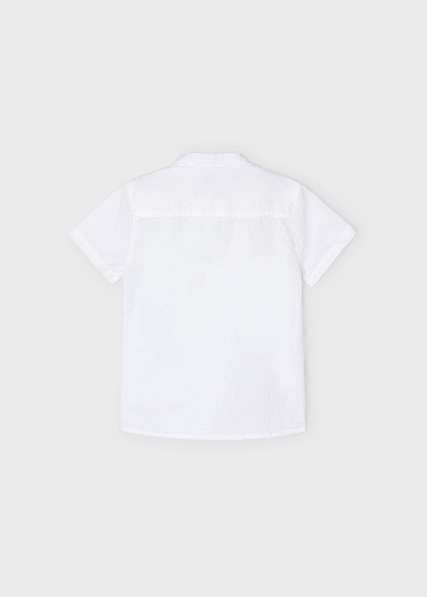 Camisa de linho de manga curta com gola mandarim para meninos