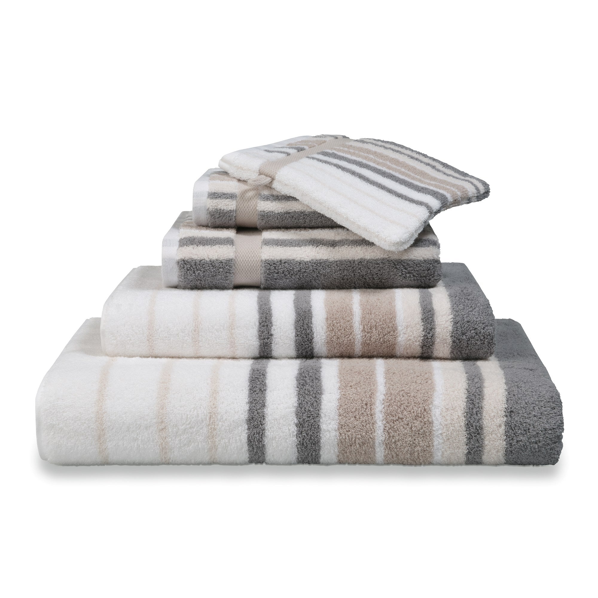 Ontario Badtextiel Stone | 90 x 195 cm | Grijs | Beige | Katoen