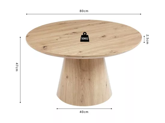 Table basse ronde collection TIGNES – Décor effet pin – D80 x H47 cm