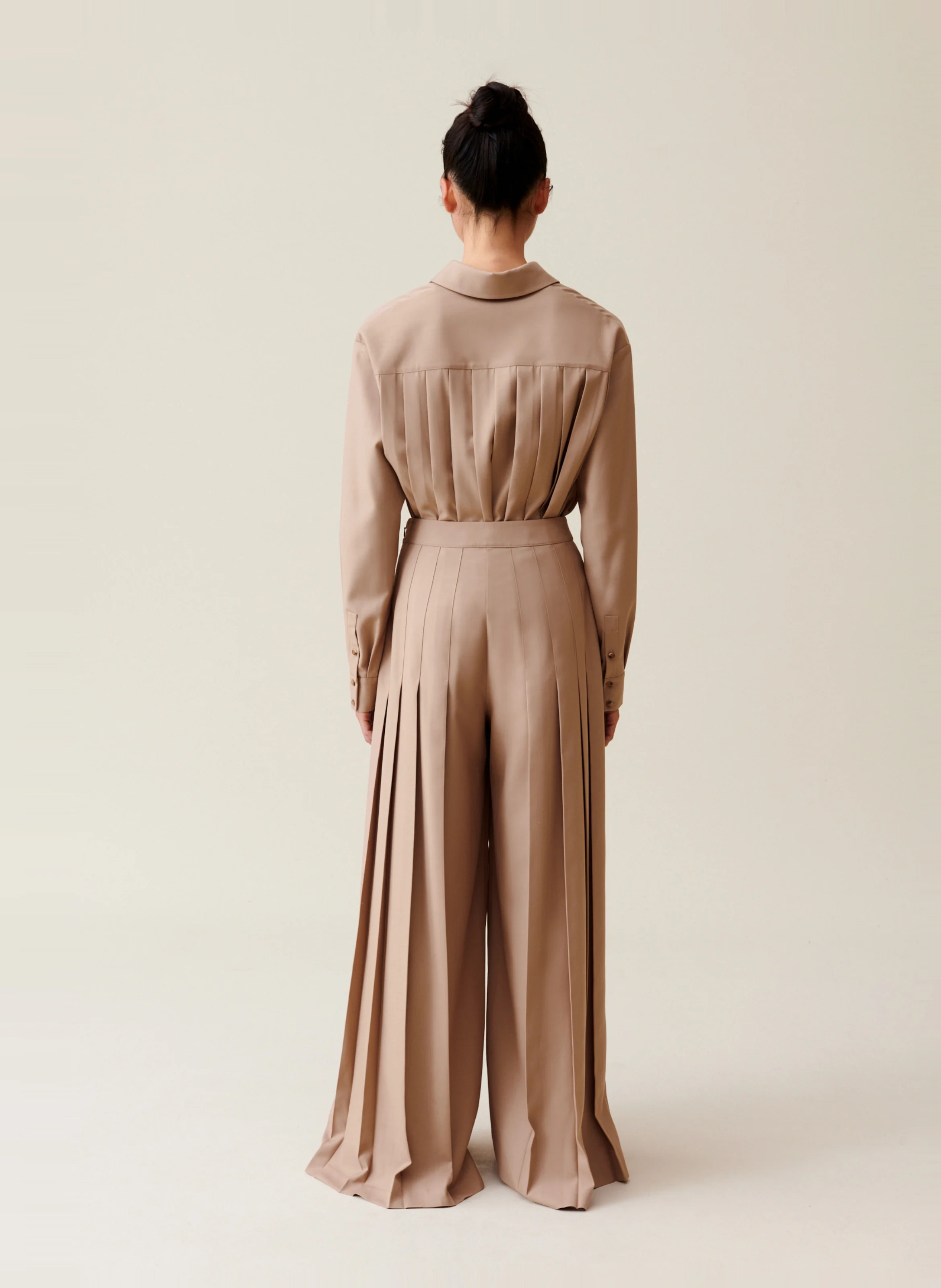 Pantalon large plissé | Beige
