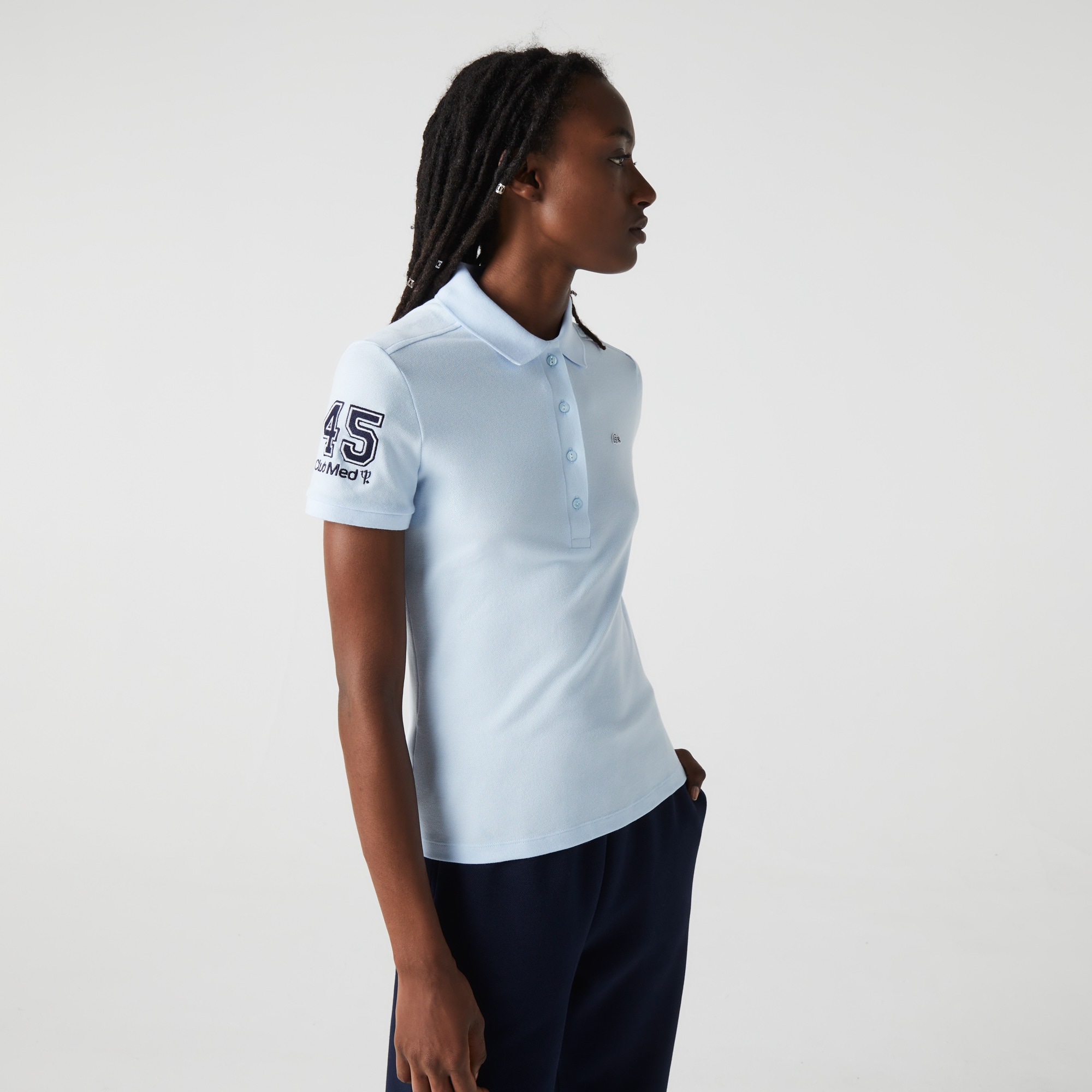 Polo Lacoste x Club Med en coton uni Manches Courtes - Bleu - Lacoste - Femme
