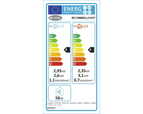 Monoblock airconditioner 10.000 BTU 1120 W voor ruimtes tot 90 m³ met WiFi Smart Home-functionaliteit, wit, geen afvoerslang nodig