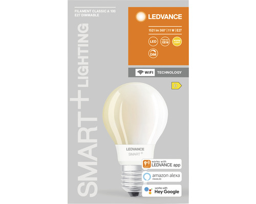 Ledvance Smart WIFI Filament Classic LED-lamp, dimbaar, A67 E27/11W (100W), mat, 1521 lm, 2700 K warm wit