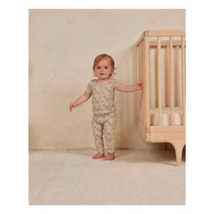 Quincy Mae T-Shirt et Legging Bamboo Fleuri | Blanc cassé